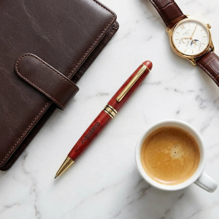 Lápiz de madera premium flat lay ejecutivo mármol Bonoboss