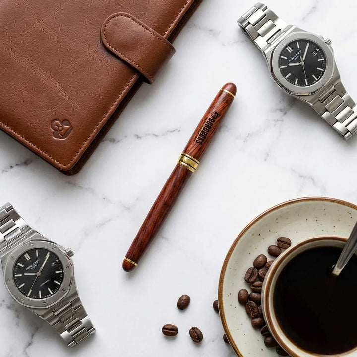 Lápiz de madera premium flat lay ejecutivo mármol Bonoboss