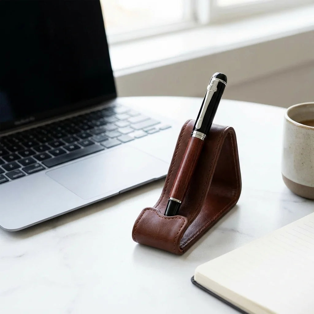 Lápiz de madera premium workspace minimalista con laptop Bonoboss