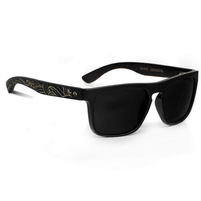 anteojos de sol rectangulares polarizados negros pata de madera  para hombre y mujer con lentes de color negro