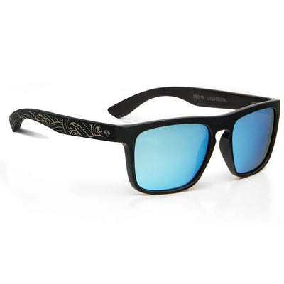 anteojos de sol rectangulares polarizados negros pata de madera  para hombre y mujer con lentes de color sky