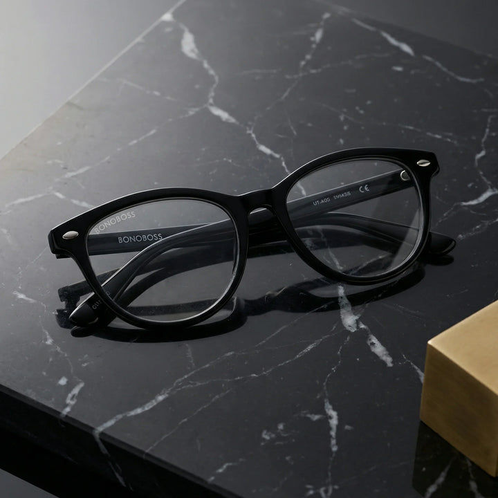 Detalle cristal triple tecnologia filtro luz azul UV400 antirreflejo lentes lectura Beagle2 Channel Bonoboss