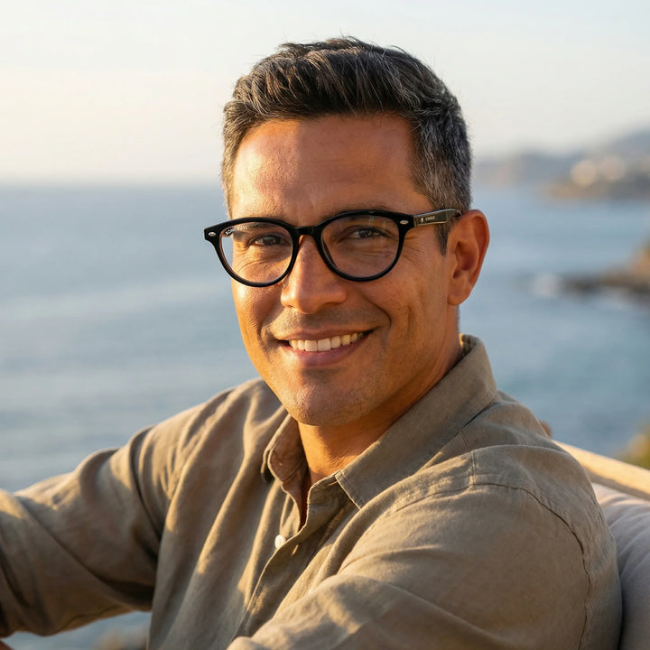 Profesional trabajando todo el dia lentes lectura Beagle2 Channel proteccion completa luz azul UV antirreflejo Bonoboss