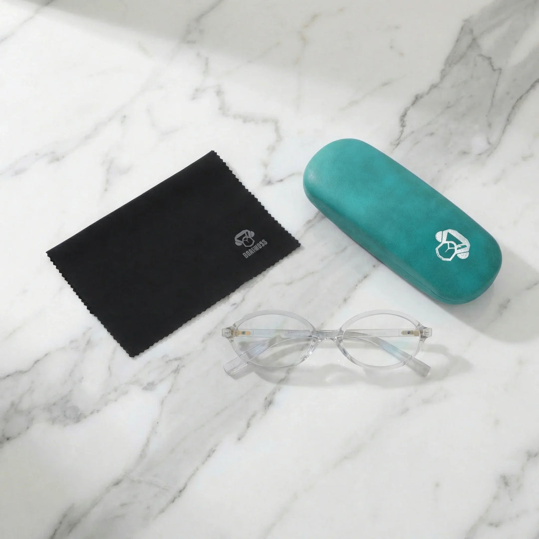 Vista superior lentes lectura Blueberry2 proteccion completa blue light UV antirreflejo Bonoboss