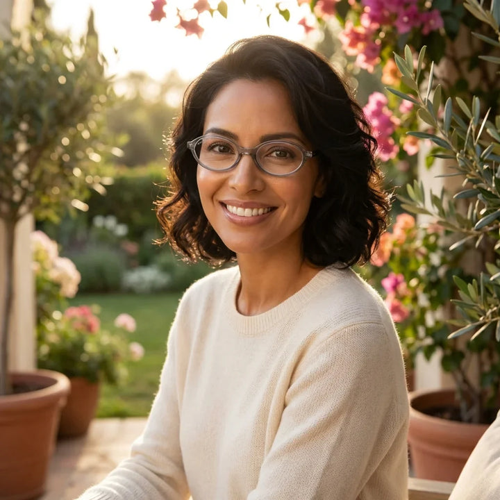 Profesional trabajando todo el dia lentes lectura Blueberry3 proteccion completa luz azul UV antirreflejo Bonoboss