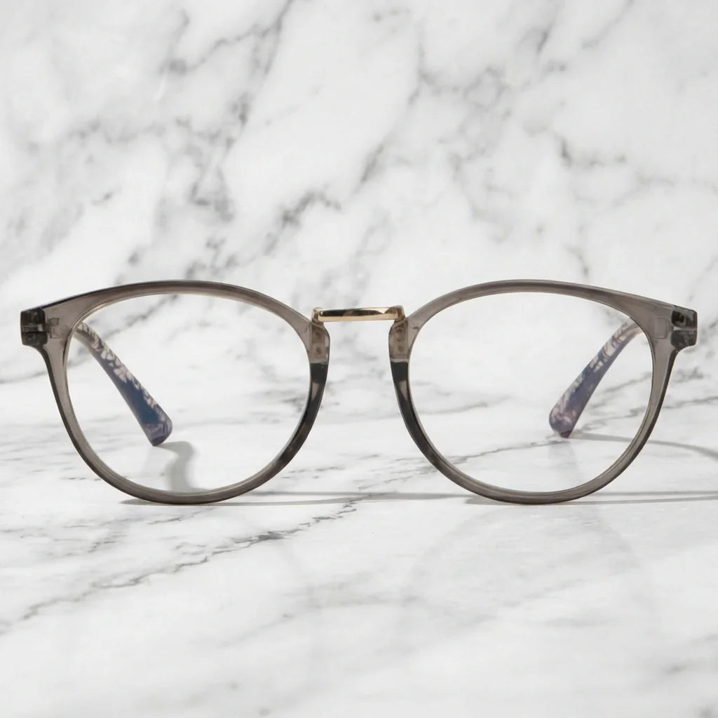 Detalle cristal triple tecnologia filtro luz azul UV400 antirreflejo lentes lectura Claude Gray Bonoboss