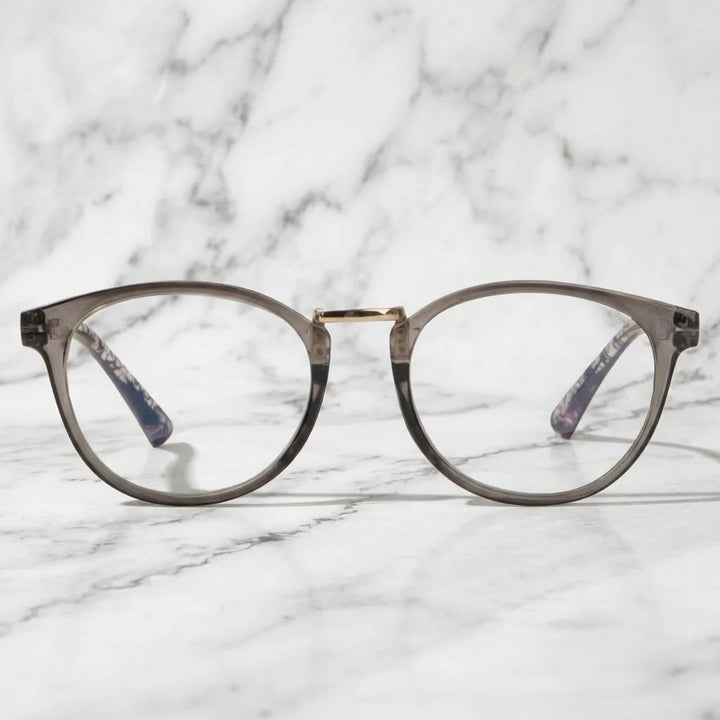 Detalle cristal triple tecnologia filtro luz azul UV400 antirreflejo lentes lectura Claude Gray Bonoboss