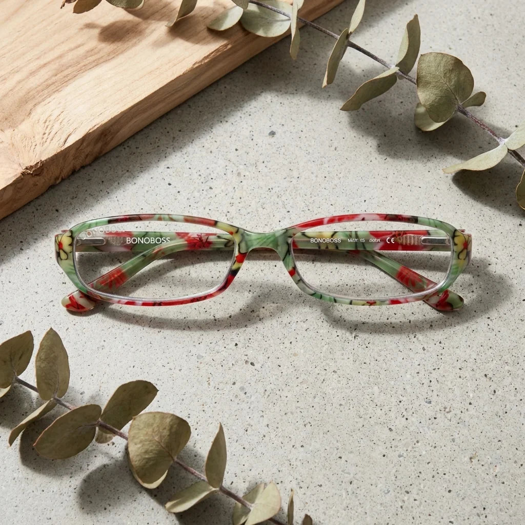 Detalle cristal triple tecnologia filtro luz azul UV400 antirreflejo lentes lectura Darwin Bonoboss