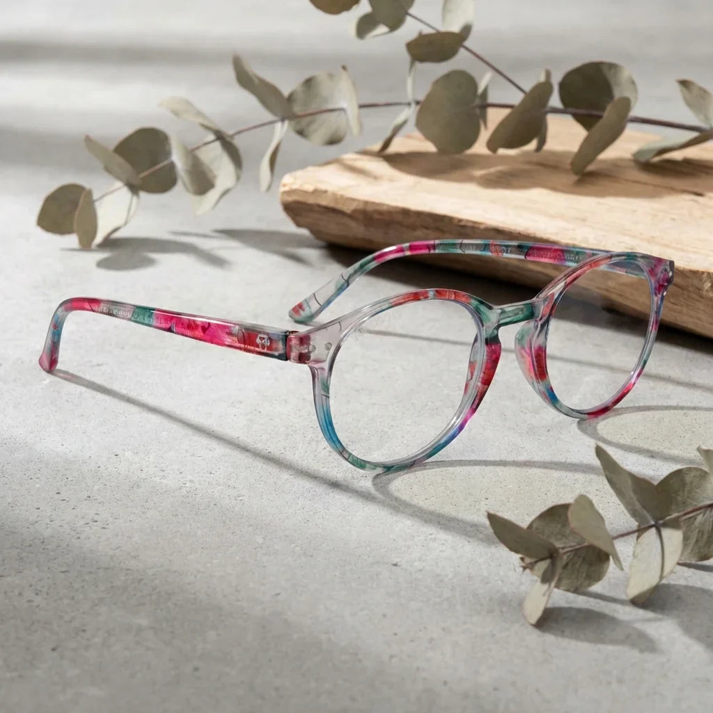 Vista lateral lentes lectura Gordon2 Island triple proteccion luz azul UV400 antirreflejo RPET reciclado Bonoboss