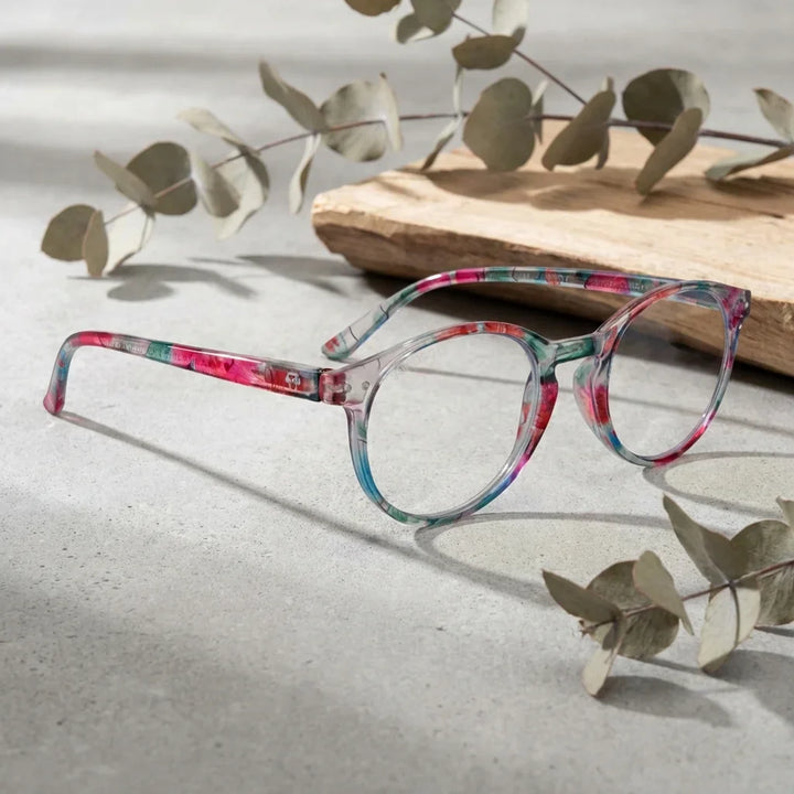 Vista lateral lentes lectura Gordon2 Island triple proteccion luz azul UV400 antirreflejo RPET reciclado Bonoboss