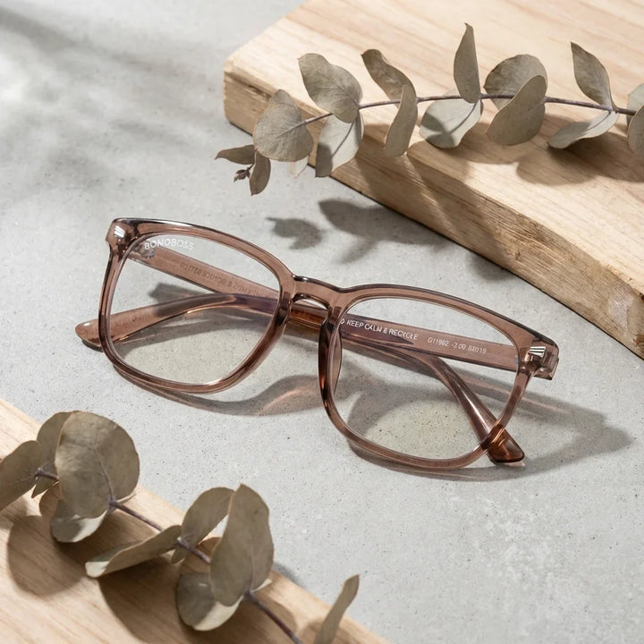 Vista lateral lentes lectura Oncol 8Fotocromatico triple proteccion luz azul UV400 antirreflejo RPET reciclado Bonoboss