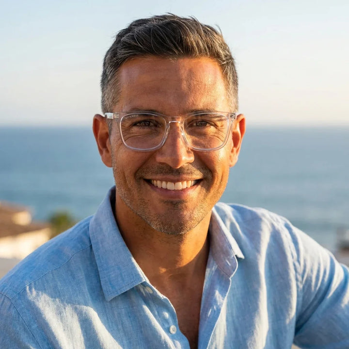 Profesional trabajando todo el dia lentes lectura Oncol59 proteccion completa luz azul UV antirreflejo Bonoboss