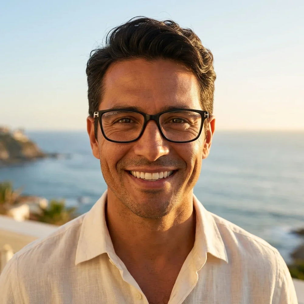 Profesional trabajando todo el dia lentes lectura Puerto Williams proteccion completa luz azul UV antirreflejo Bonoboss