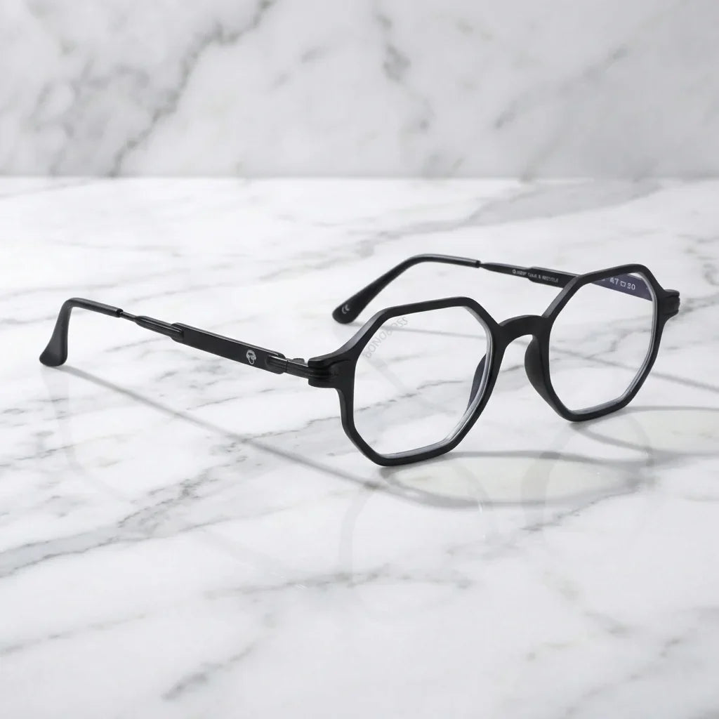 Vista lateral lentes lectura Puerto2 Octai triple proteccion luz azul UV400 antirreflejo RPET reciclado Bonoboss