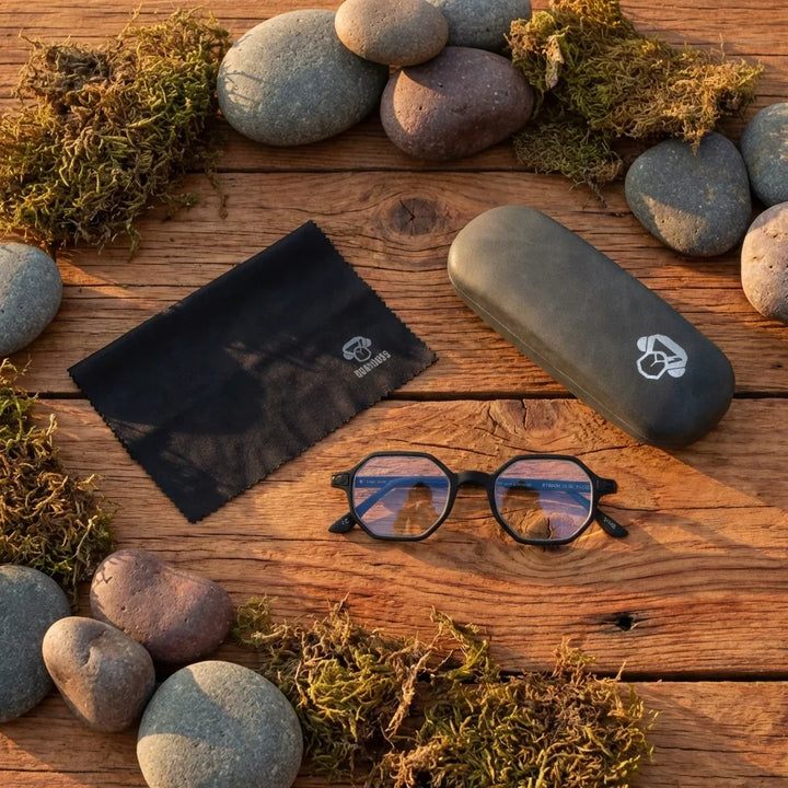 Vista superior lentes lectura Puerto2 Octai proteccion completa blue light UV antirreflejo Bonoboss