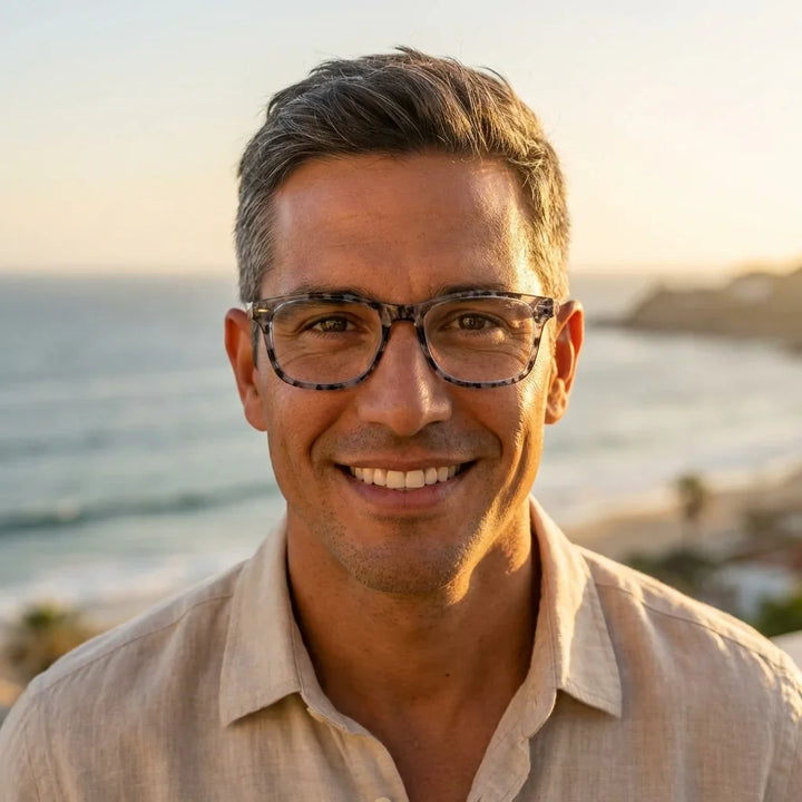 Profesional trabajando todo el dia lentes lectura Rapanui2 proteccion completa luz azul UV antirreflejo Bonoboss