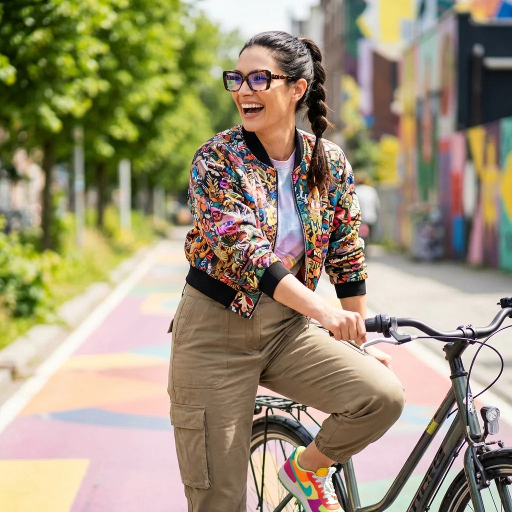 Lentes ópticos Domi Carey mujer ciclista urbana estilo café Bonoboss #editorial_lifestyle4 #color_carey