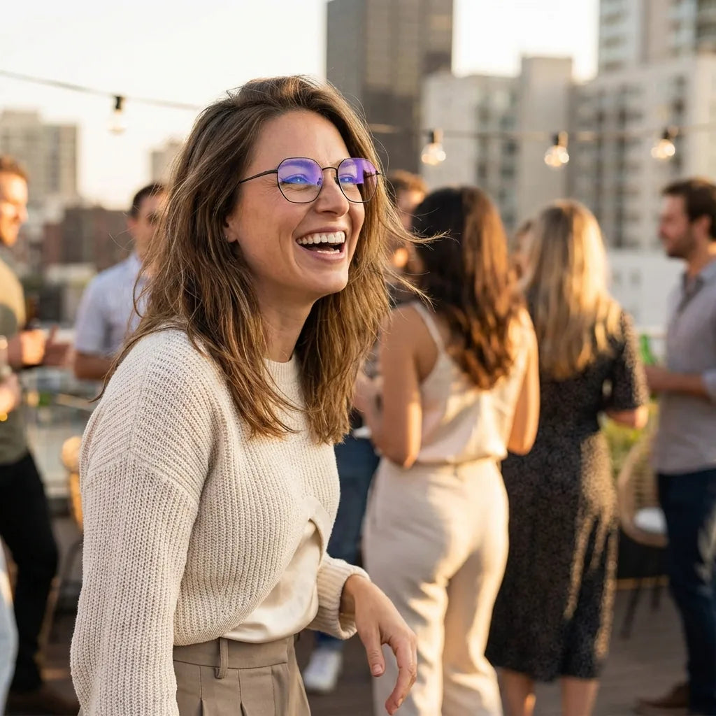 Lentes ópticos Galapagos Magnet Black modelo en contexto social urbano profesional Bonoboss #editorial_lifestyle4 #color_black