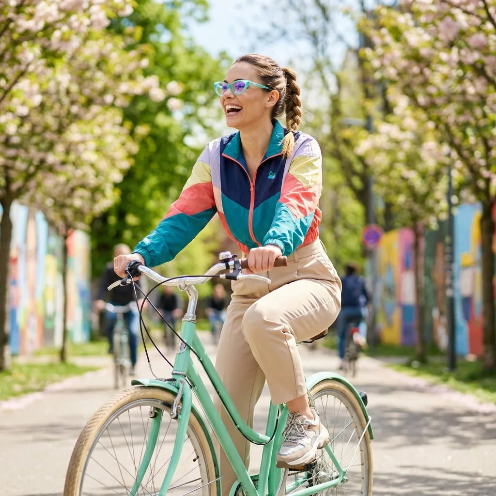 Lentes ópticos Hamburgo Calipso mujer ciclista urbana estilo café Bonoboss #editorial_lifestyle4 #color_calipso