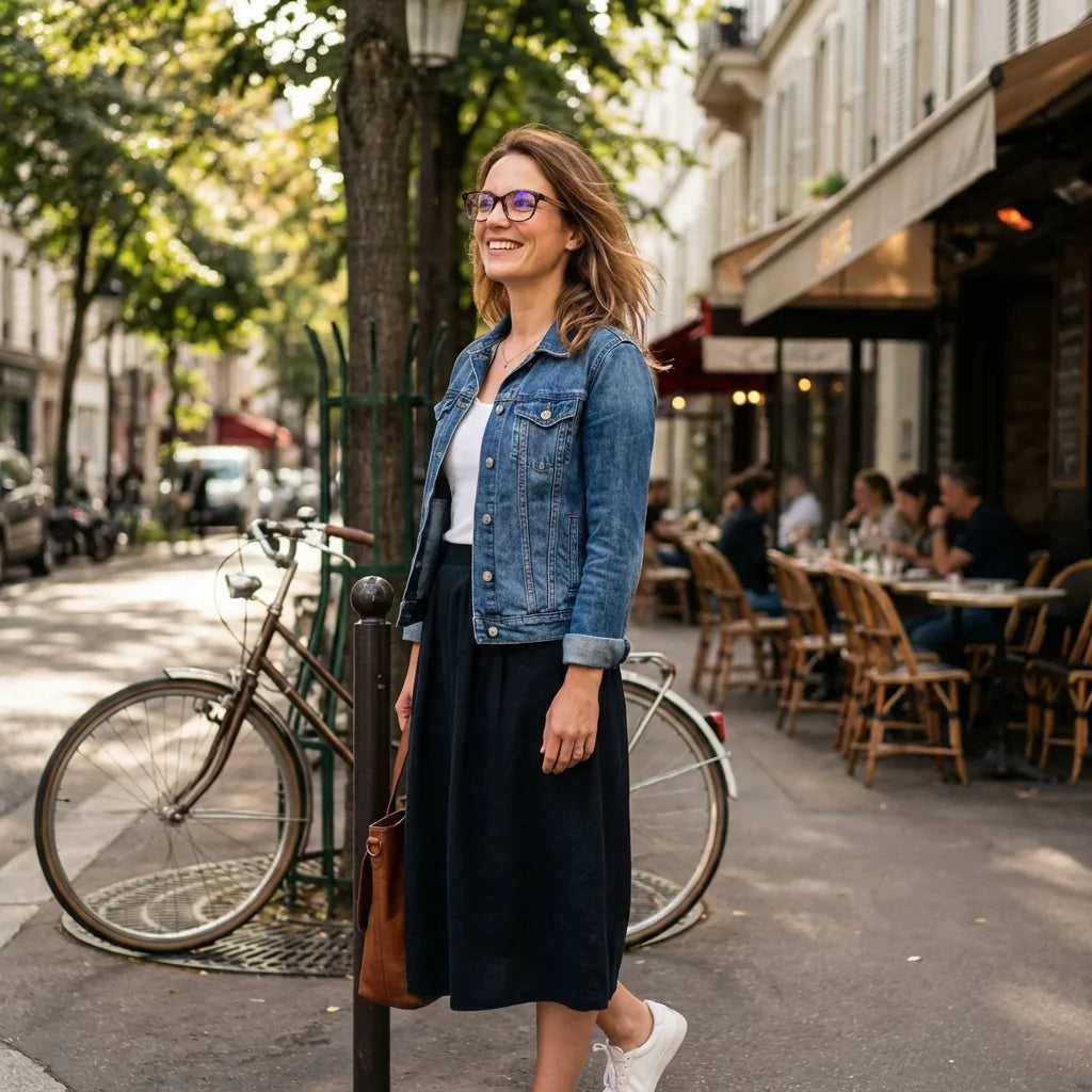 Lentes ópticos Hanga Roa Carey mujer en bicicleta vintage café urbano Bonoboss #editorial_lifestyle3 #color_carey