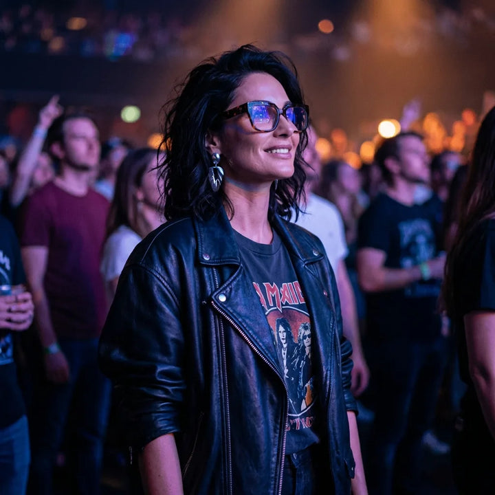 Lentes ópticos Kai Kai Carey mujer en concierto nocturno urbano Bonoboss #editorial_lifestyle4 #color_carey