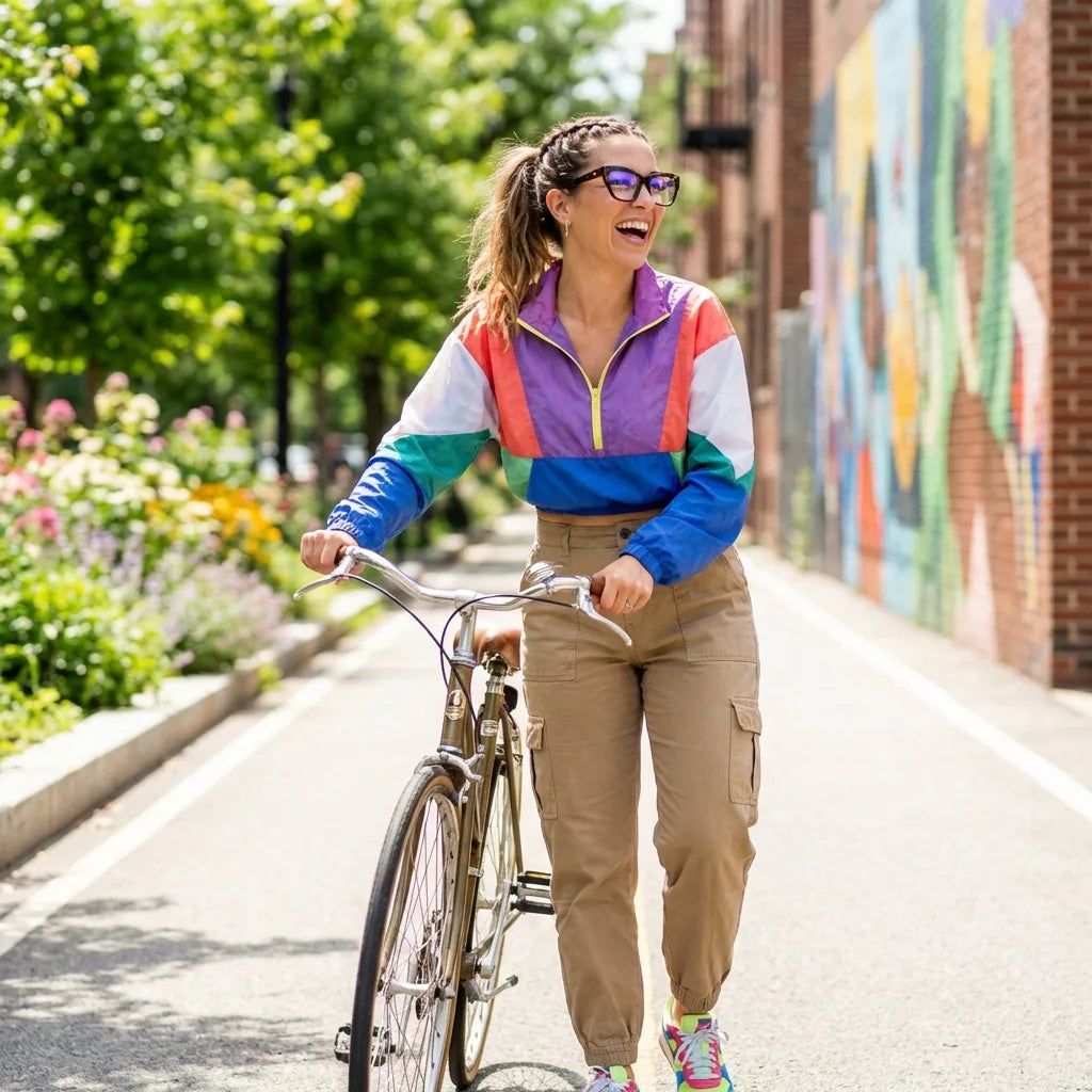 Lentes ópticos Martina Carey mujer ciclista urbana estilo café Bonoboss #editorial_lifestyle4 #color_carey