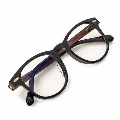 anteojos ovalados de acetato color negro para hombre y mujer de cara redonda grande filtro azul. 