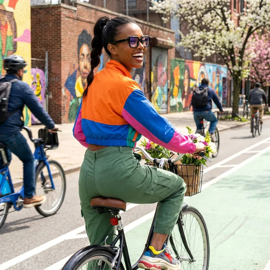 Lentes ópticos Rapel Negro mujer ciclista urbana estilo café Bonoboss #editorial_lifestyle4 #color_negro