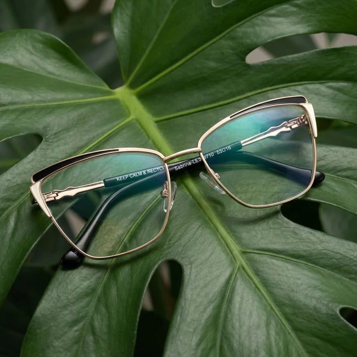 Lentes ópticos Sabrina Negro entre hojas botánicas naturales diseño sustentable Bonoboss #editorial_sustentabilidad #color_negro