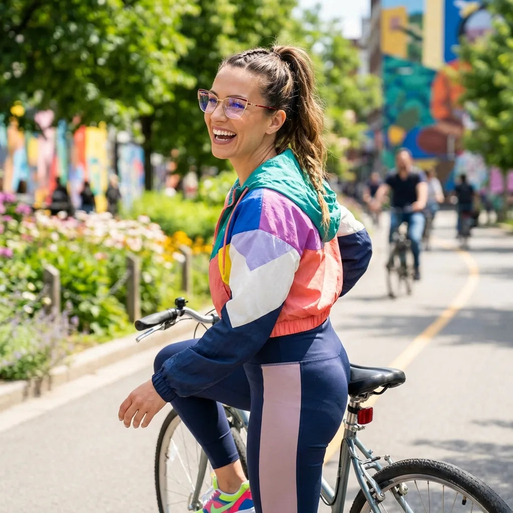 Lentes ópticos Sabrina Rojo mujer ciclista urbana estilo café Bonoboss #editorial_lifestyle4 #color_rojo