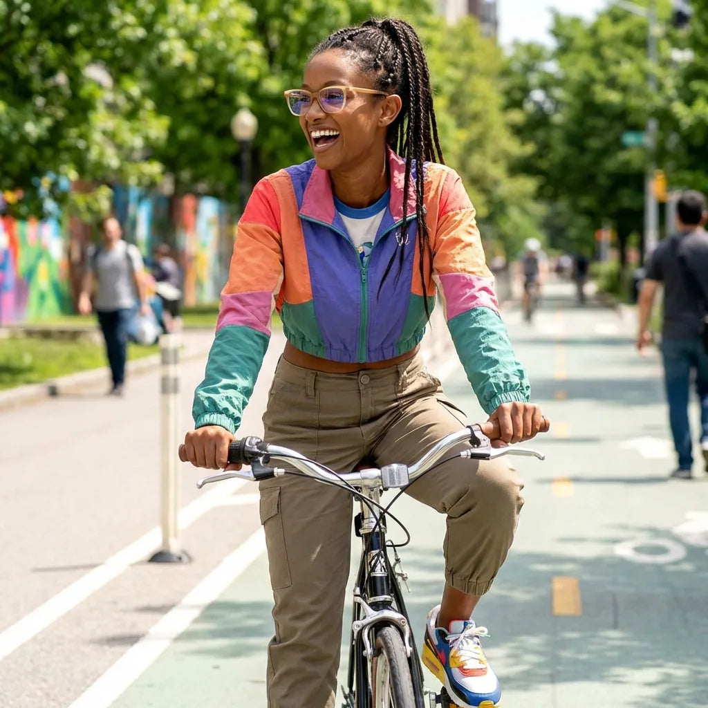Lentes ópticos Sofia Amarillo mujer ciclista urbana estilo café Bonoboss #editorial_lifestyle4 #color_amarillo
