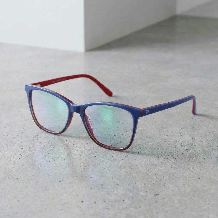 Lentes ópticos Sofia L Azul sobre superficie premium calidad premium receta Bonoboss #editorial_banner_confianza #color_azul