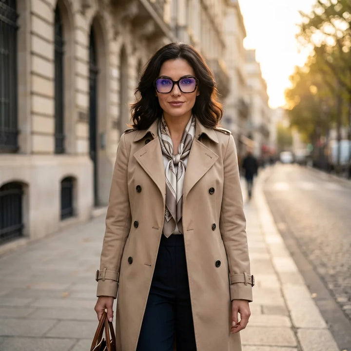 Lentes ópticos Venus Negro mujer relajada en piscina resort Bonoboss #editorial_lifestyle4 #color_negro