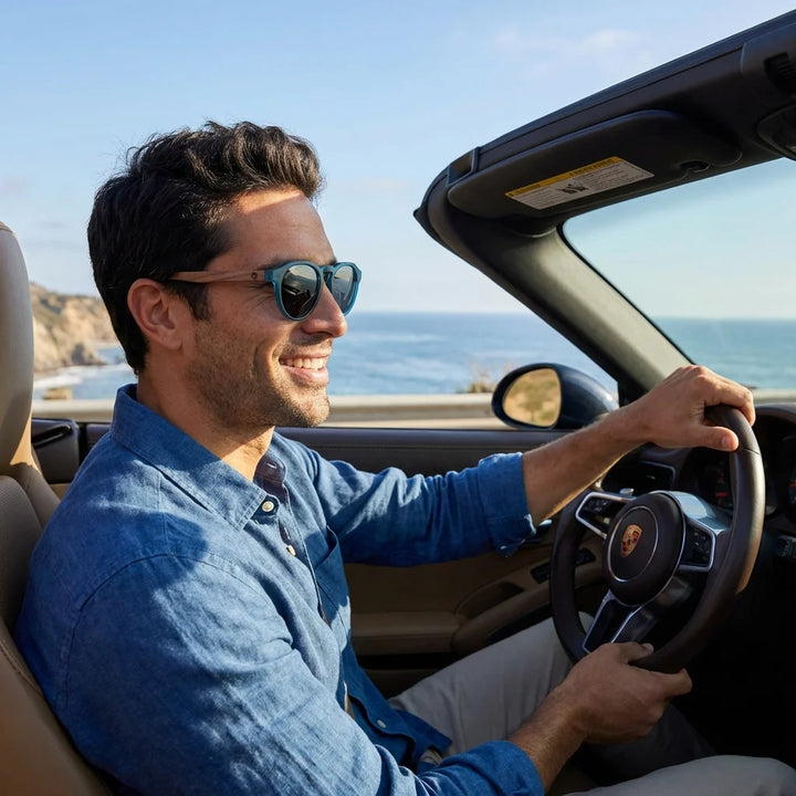 Lentes sol Galápagos polarizados UV400 Ocean detalle lifestyle modelo Bonoboss #editorial_detail1 #color_ocean