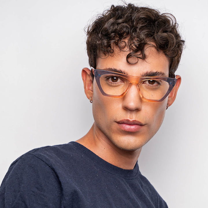 Vista frontal de Rosario lentes luz azul color champagne para mujer #color_champagne