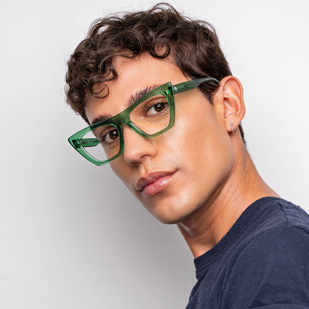 Rosario lentes filtro azul verde vista frontal para mujer #color_verde