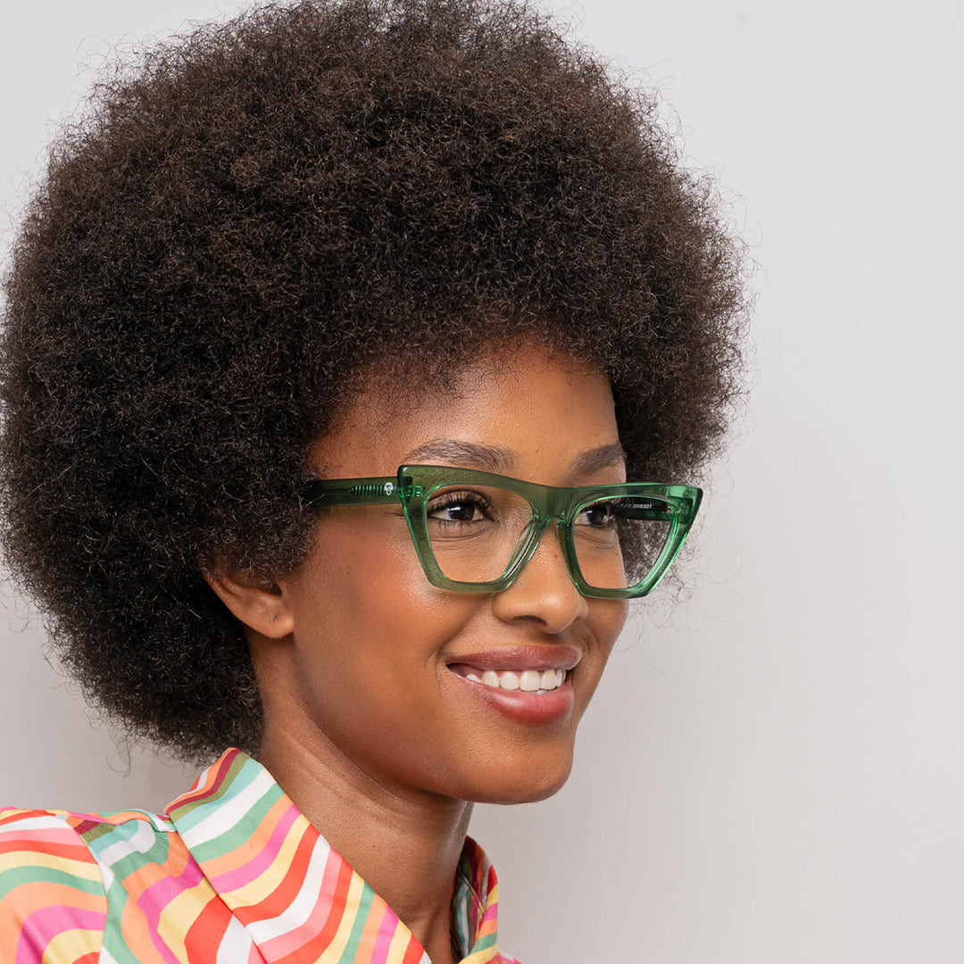 Rosario lentes presbicia verde vista frontal para mujer #color_verde