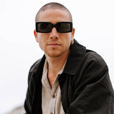 anteojos de sol rectangulares de acetato polarizados color negro para hombre y mujer