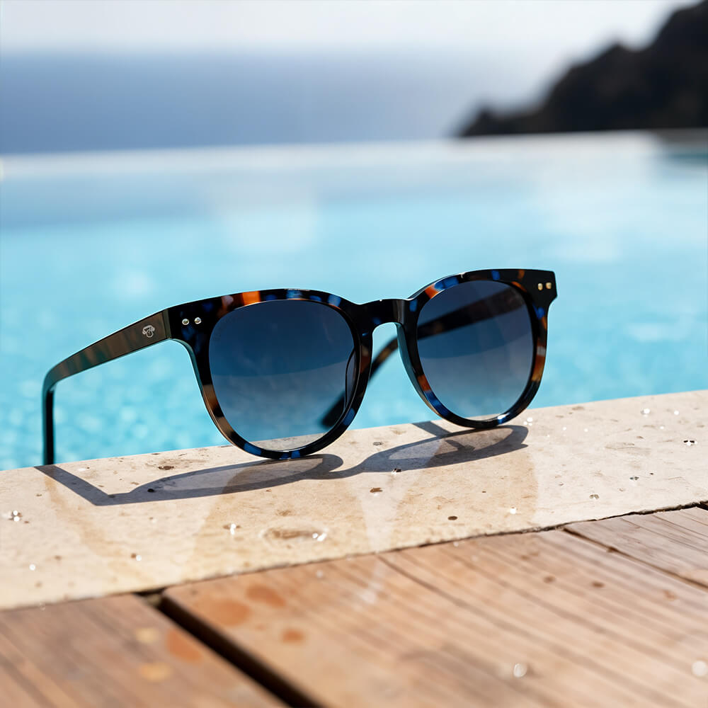 lentes redondos grandes polarizados de sol hombre mujer con receta vista laterla color marble #color_marble