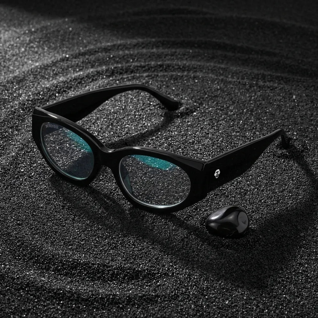 Negro azabache Milán lentes ópticos mujer vista de frente #color_negro