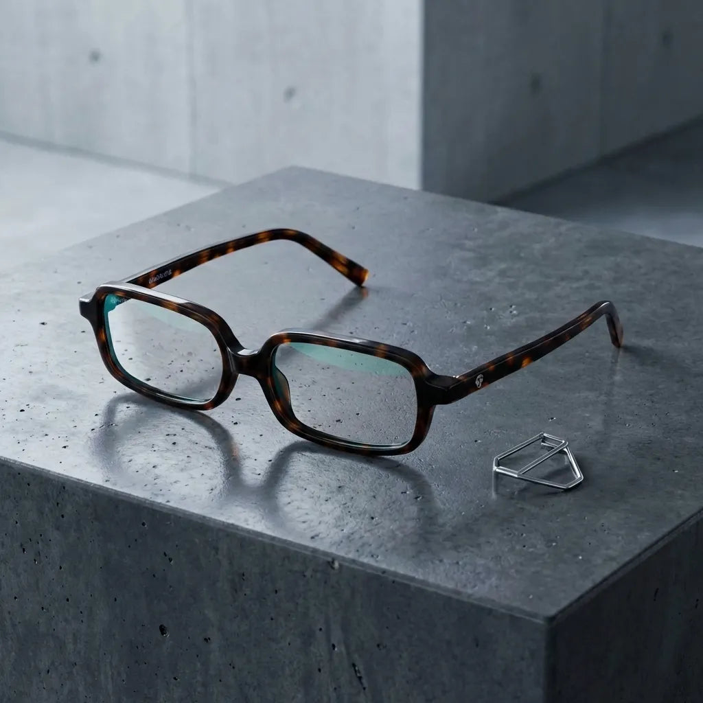 Lentes opticos Navarino Carey sobre concreto urbano minimalista antirreflex receta optica bio-acetato Bonoboss #editorial_concreto-urbano #color_carey