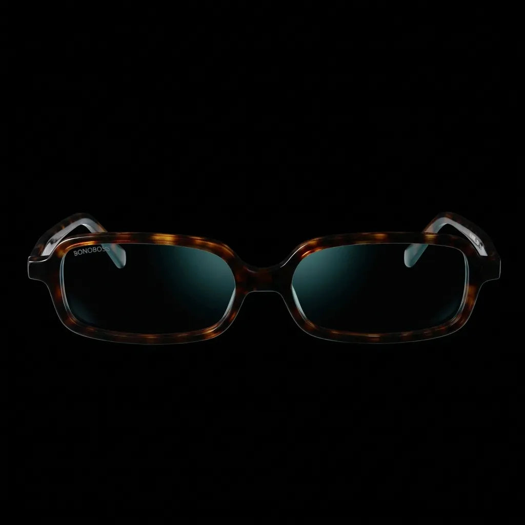 Lentes opticos Navarino Carey vista frontal dramatica iluminacion antirreflex receta optica bio-acetato Bonoboss #editorial_frontal-dramatico #color_carey