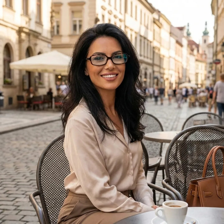 Lentes opticos Navarino Carey mujer urbana estilo profesional antirreflex receta optica bio-acetato Bonoboss #editorial_mujer-urbana #color_carey