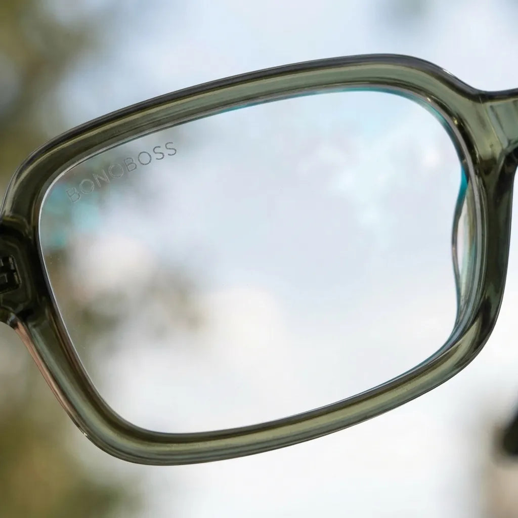 Lentes opticos Navarino Verde close-up lente coating antirreflex detalle antirreflex receta optica bio-acetato Bonoboss #editorial_lente-coating #color_verde