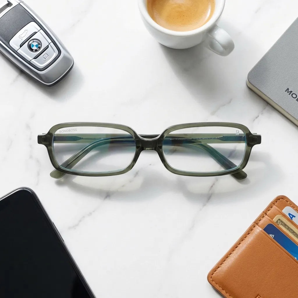 Lentes opticos Navarino Verde kit urbano accesorios estilo diario antirreflex receta optica bio-acetato Bonoboss #editorial_urban-kit #color_verde