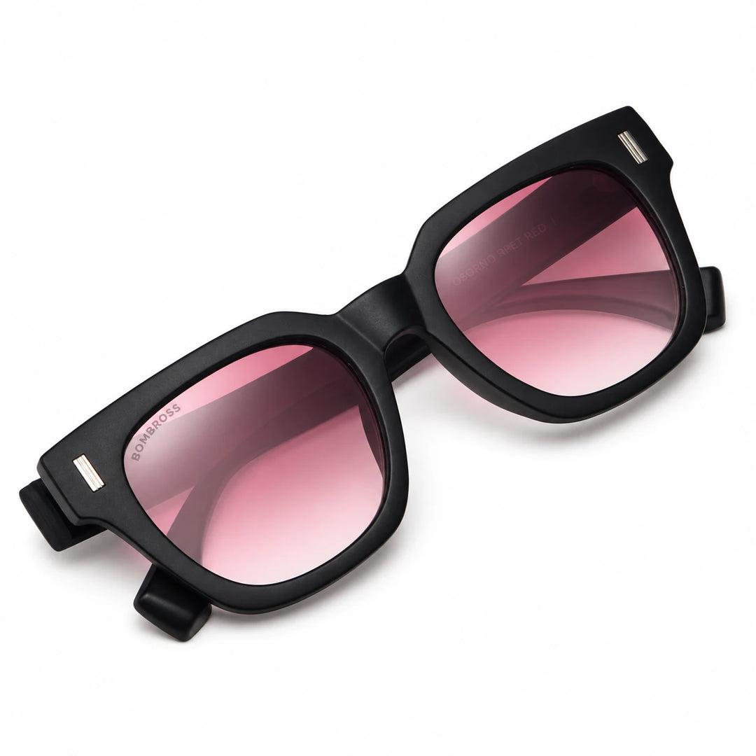 Lentes de sol Bonoboss Osorno RPET Red armazón plegado vista superior plástico reciclado RPET #editorial_plegado #color_red
