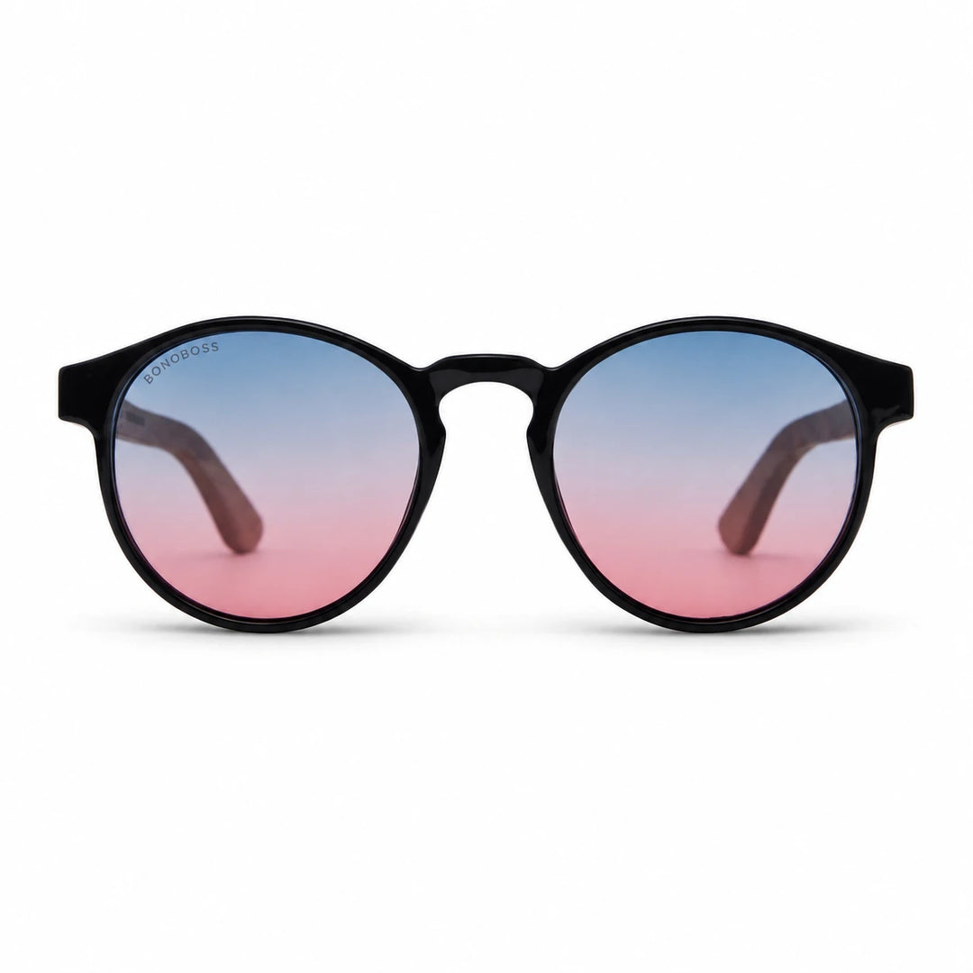 Lentes de sol Bonoboss Paine Pink vista frontal armazón plástico reciclado RPET #editorial_frontal #color_pink