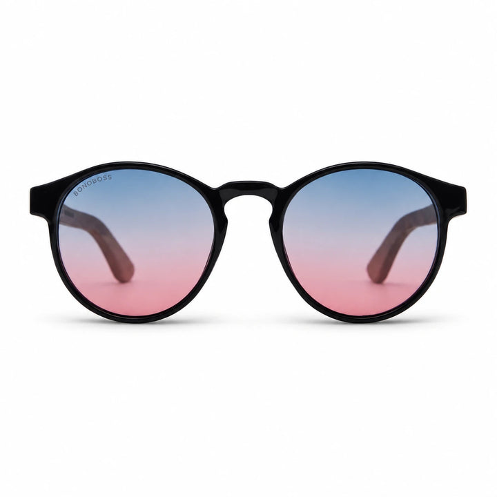 Lentes de sol Bonoboss Paine Pink vista frontal armazón plástico reciclado RPET #editorial_frontal #color_pink