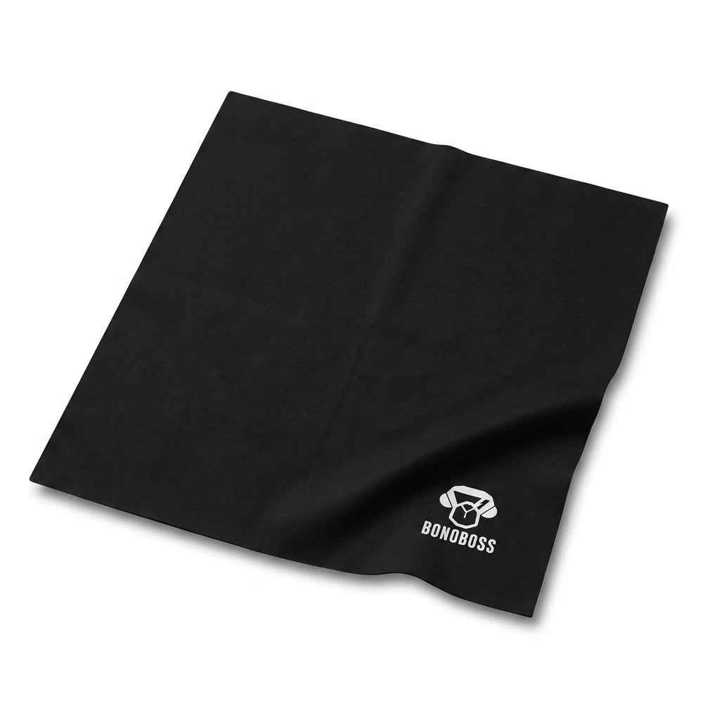 Paño de Microfibra para Lentes Bonoboss 17x15 cm — vista tres cuartos sobre fondo blanco, set de 3 unidades