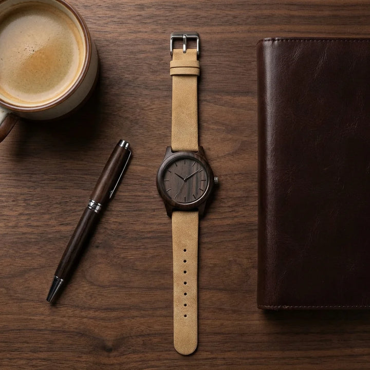 Correa de cuero para reloj flat lay ejecutivo masculino Bonoboss